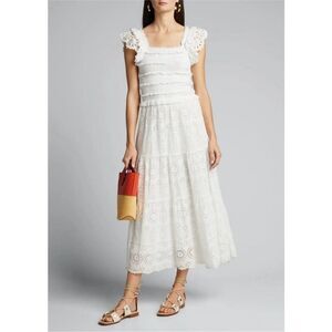 Sea New York Daisy Smoked Eyelet Midi Dress Size 8